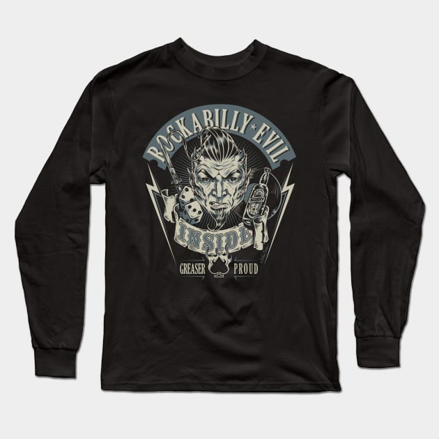 Rockabilly Evil Inside Long Sleeve T-Shirt by nanobarbero